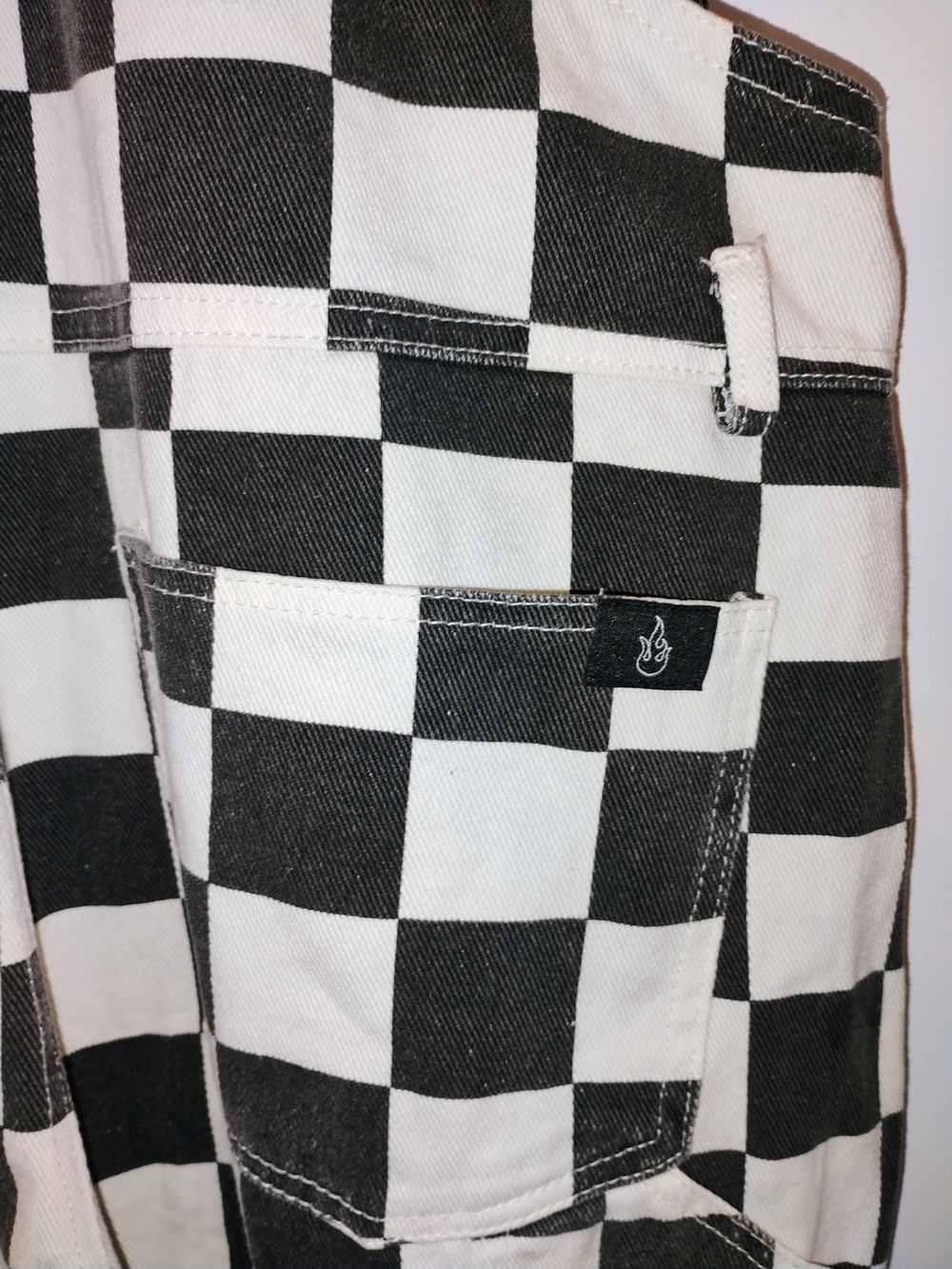 Retro Checkerboard Overalls Plaid 90s  Festival Grunge Punk Bib Jumpsuit Large - Picture 6 of 9
